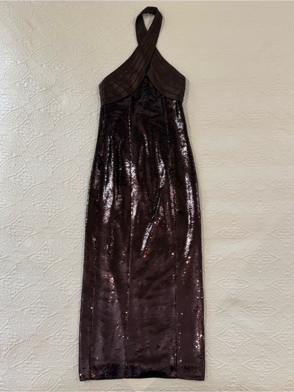 Retrofete Brown Sequin Crisscross Maxi Dress - Picture 6 of 12